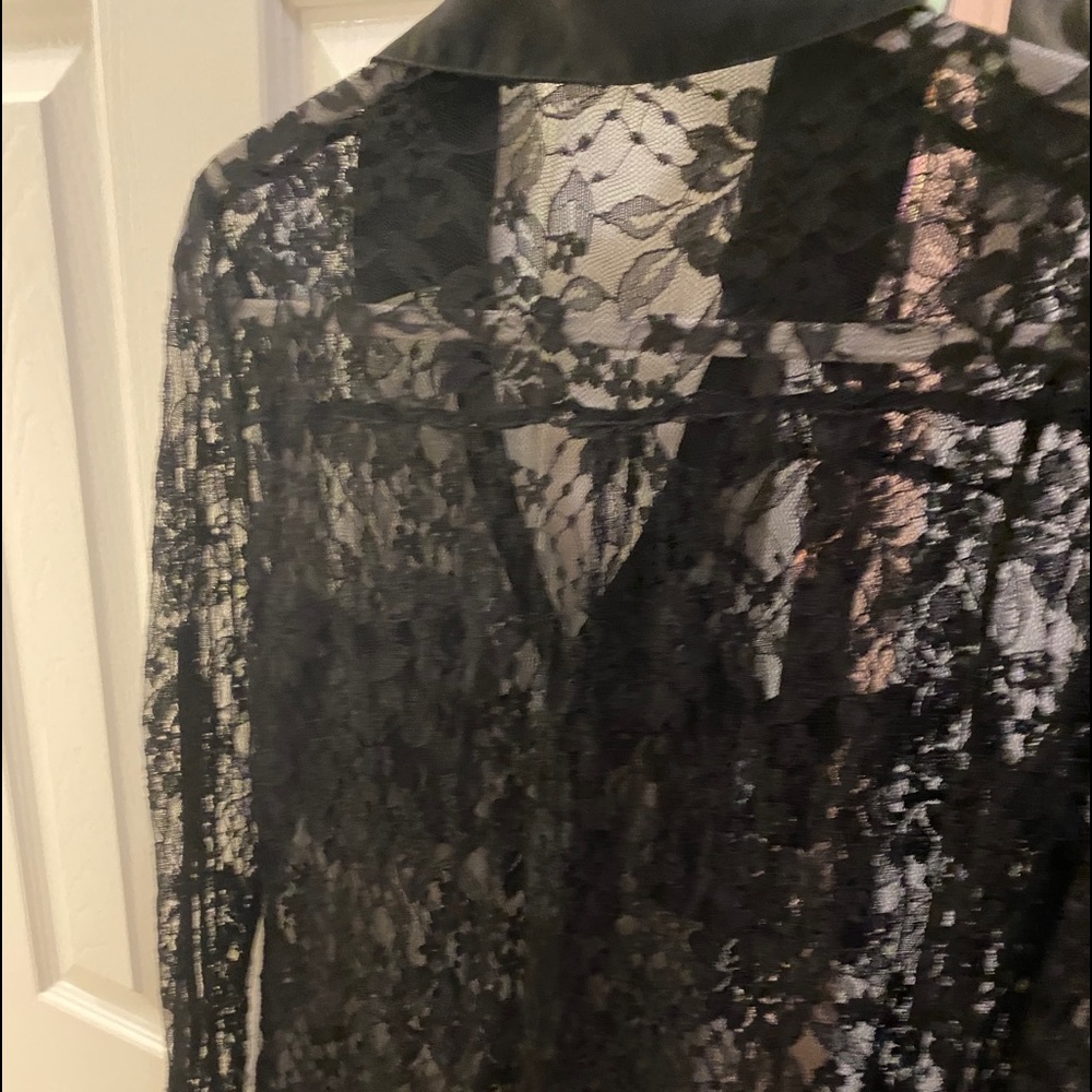 Express black lace portofino shirt